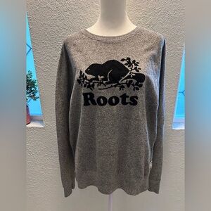 Roots Black and Gray Crewneck Sweater for Men